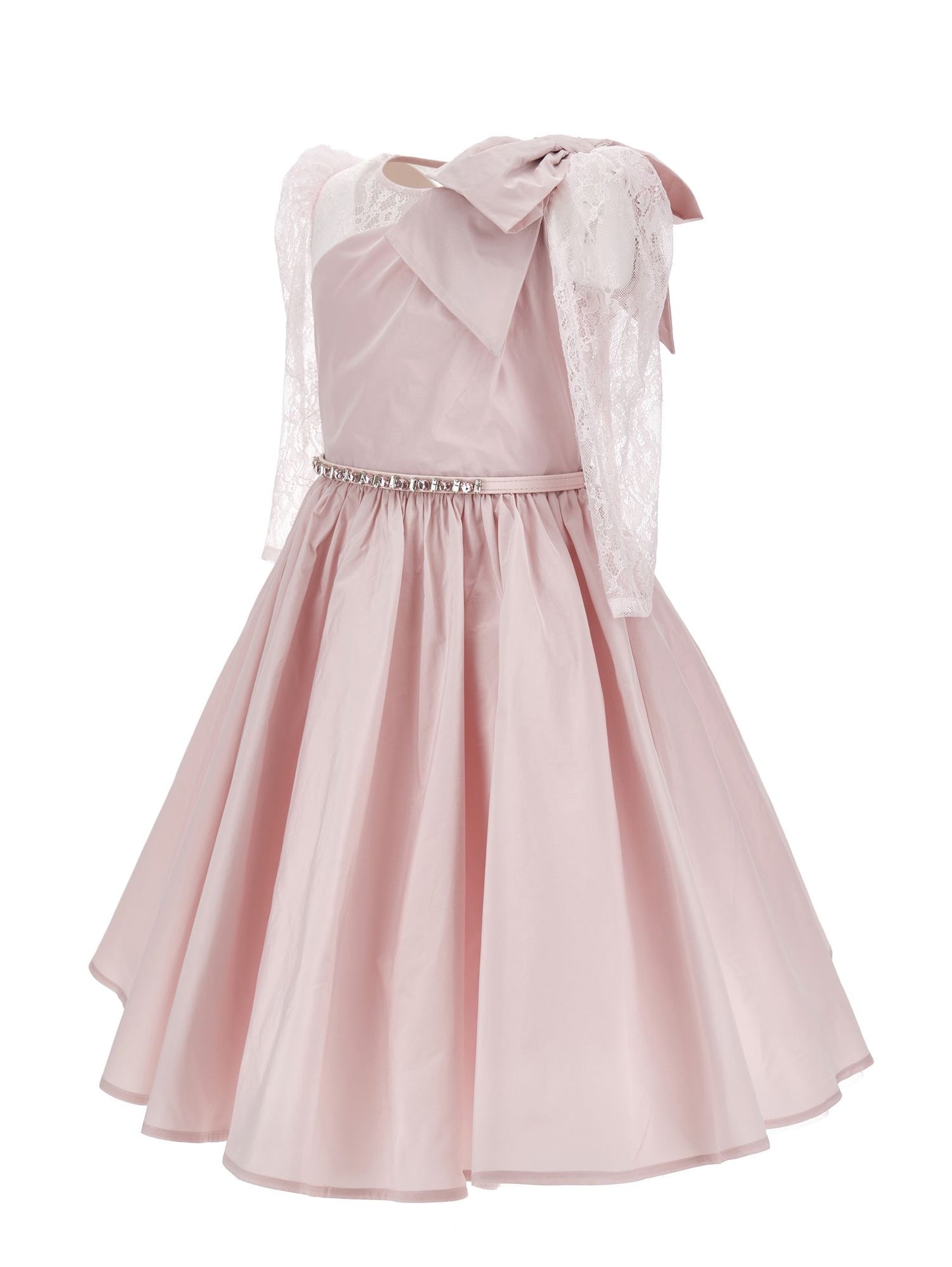 Abito taffeta con maniche in pizzo