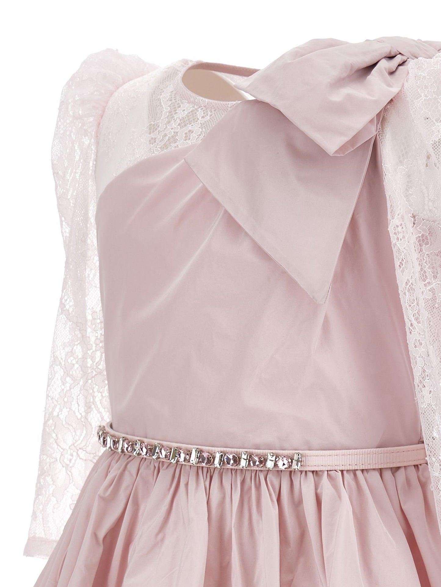 Abito taffeta con maniche in pizzo