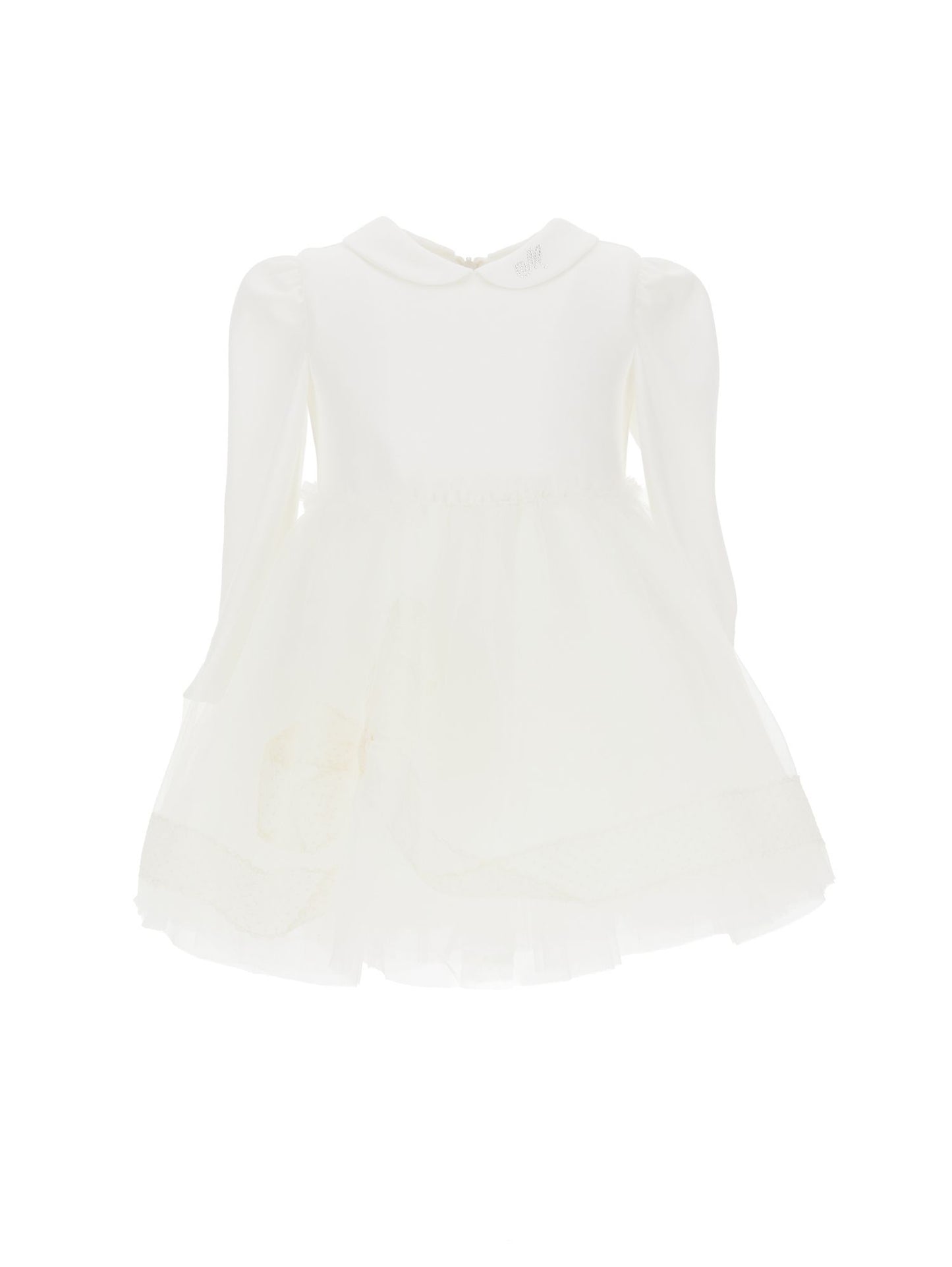 Abito jersey con maxiricamo tulle