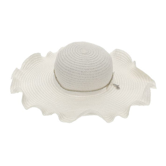 Straw hat, rhinestones and grosgrain