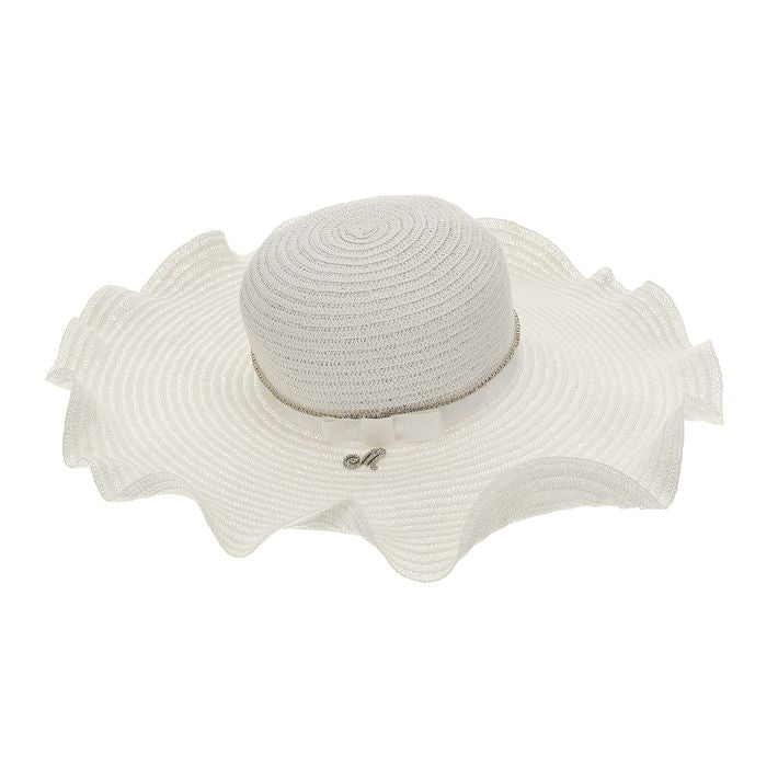 Straw hat, rhinestones and grosgrain