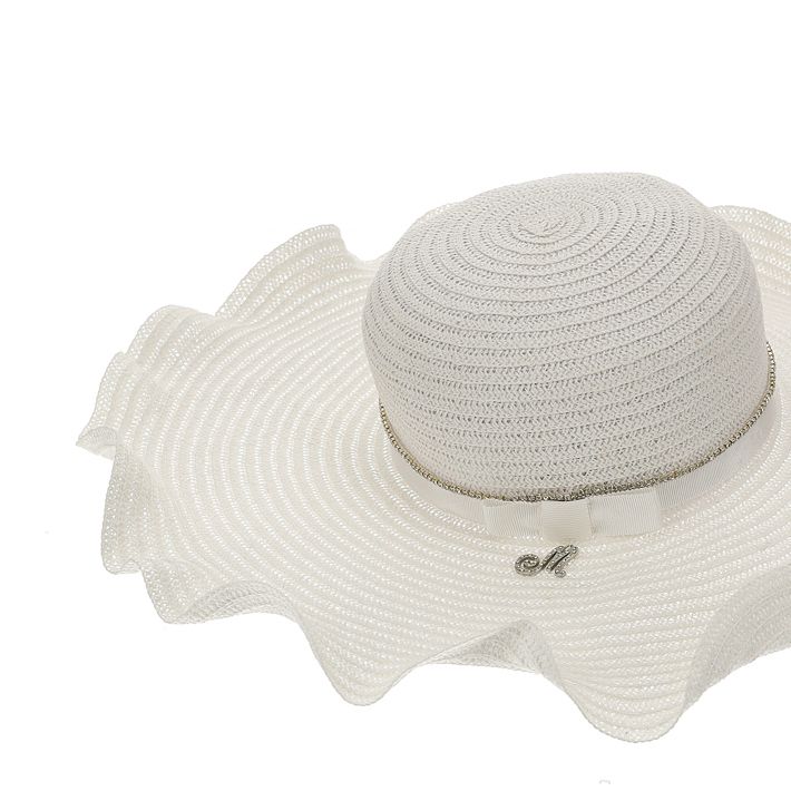 Straw hat, rhinestones and grosgrain