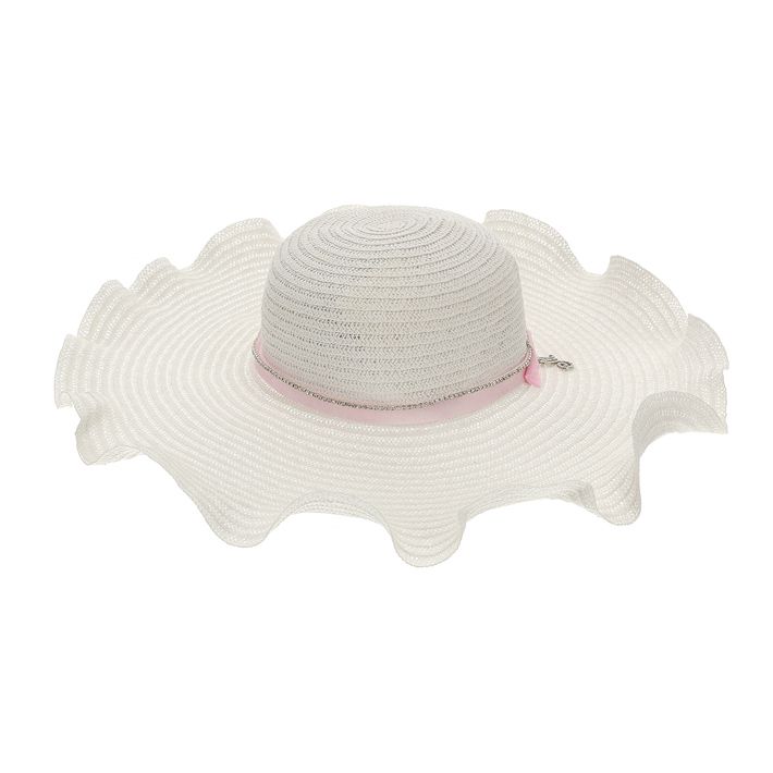 Straw hat, rhinestones and grosgrain
