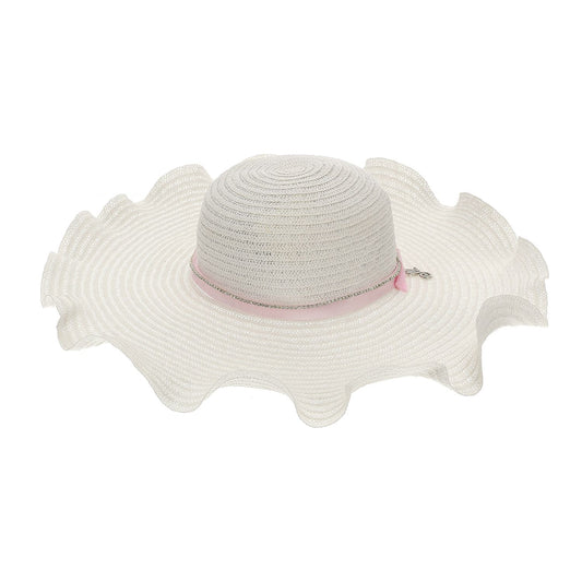 Straw hat, rhinestones and grosgrain