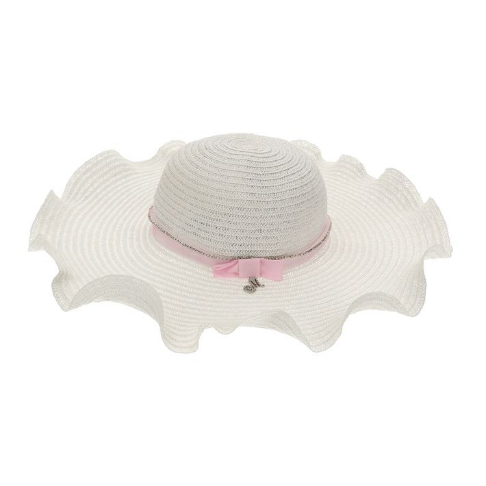 Straw hat, rhinestones and grosgrain