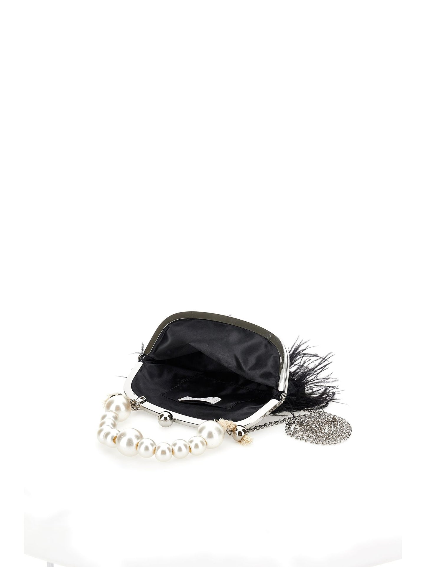 Feather bag with faux pearl handle