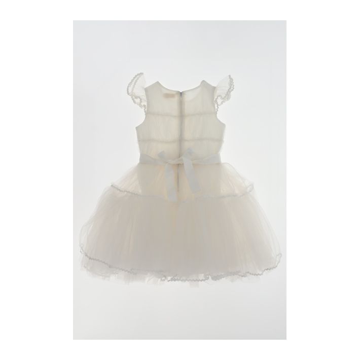 Abito in tulle con cintura a fiori