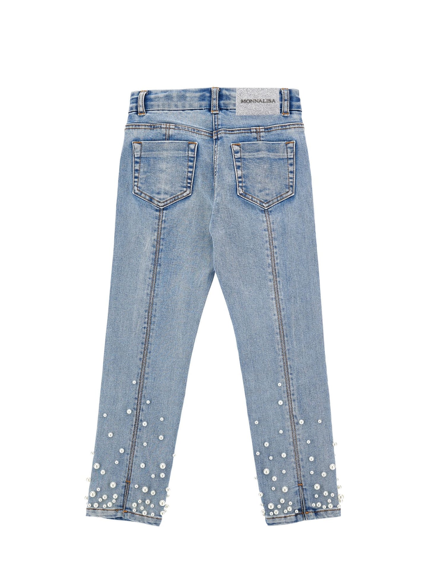 Jeans with degradé pearls