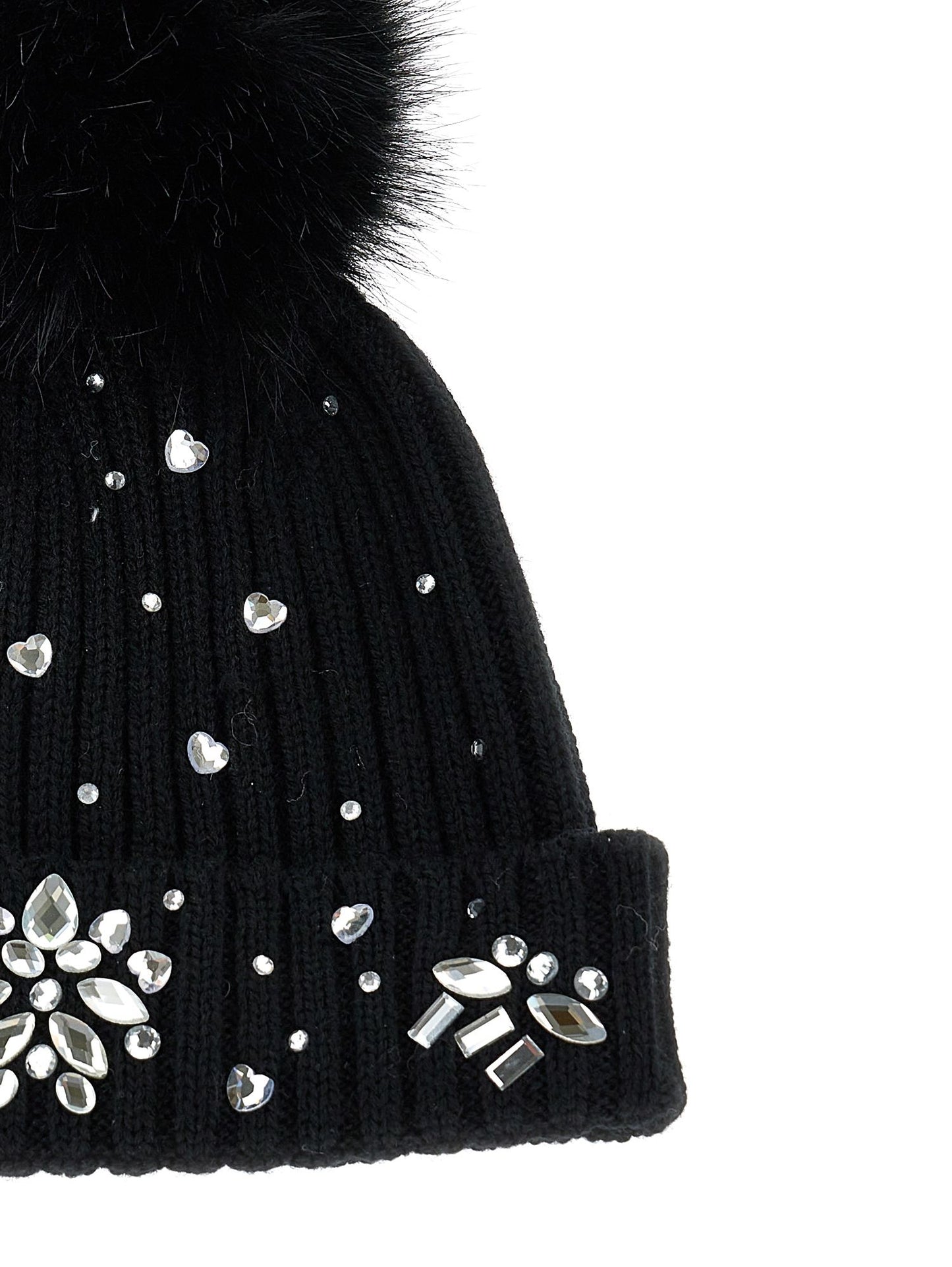 Wool blend hat with rhinestones