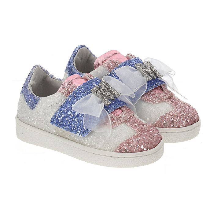 Girls' glitter and rhinestone sneakers