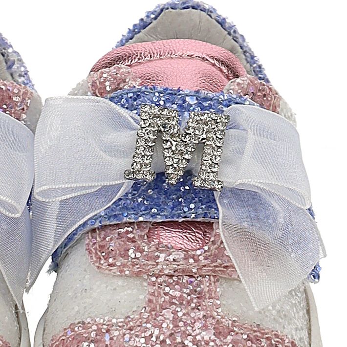 Girls' glitter and rhinestone sneakers