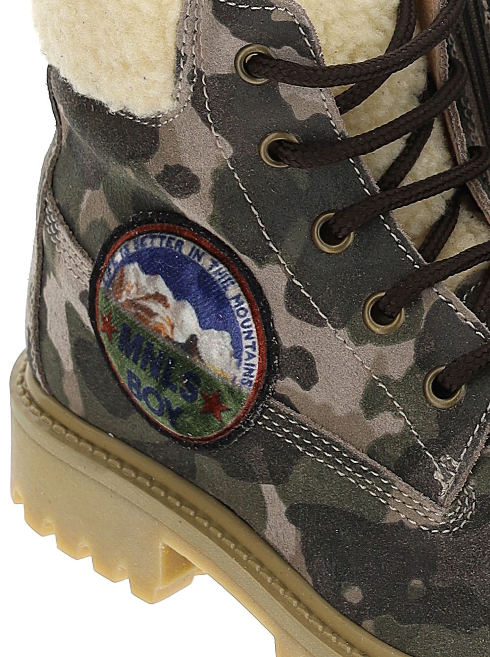 Camouflage split leather boot
