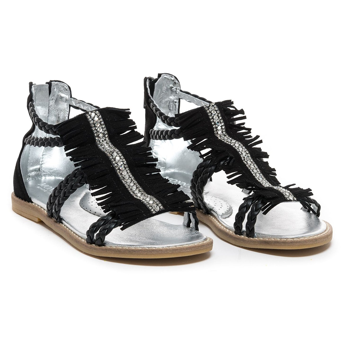 Fringed and braided sandal