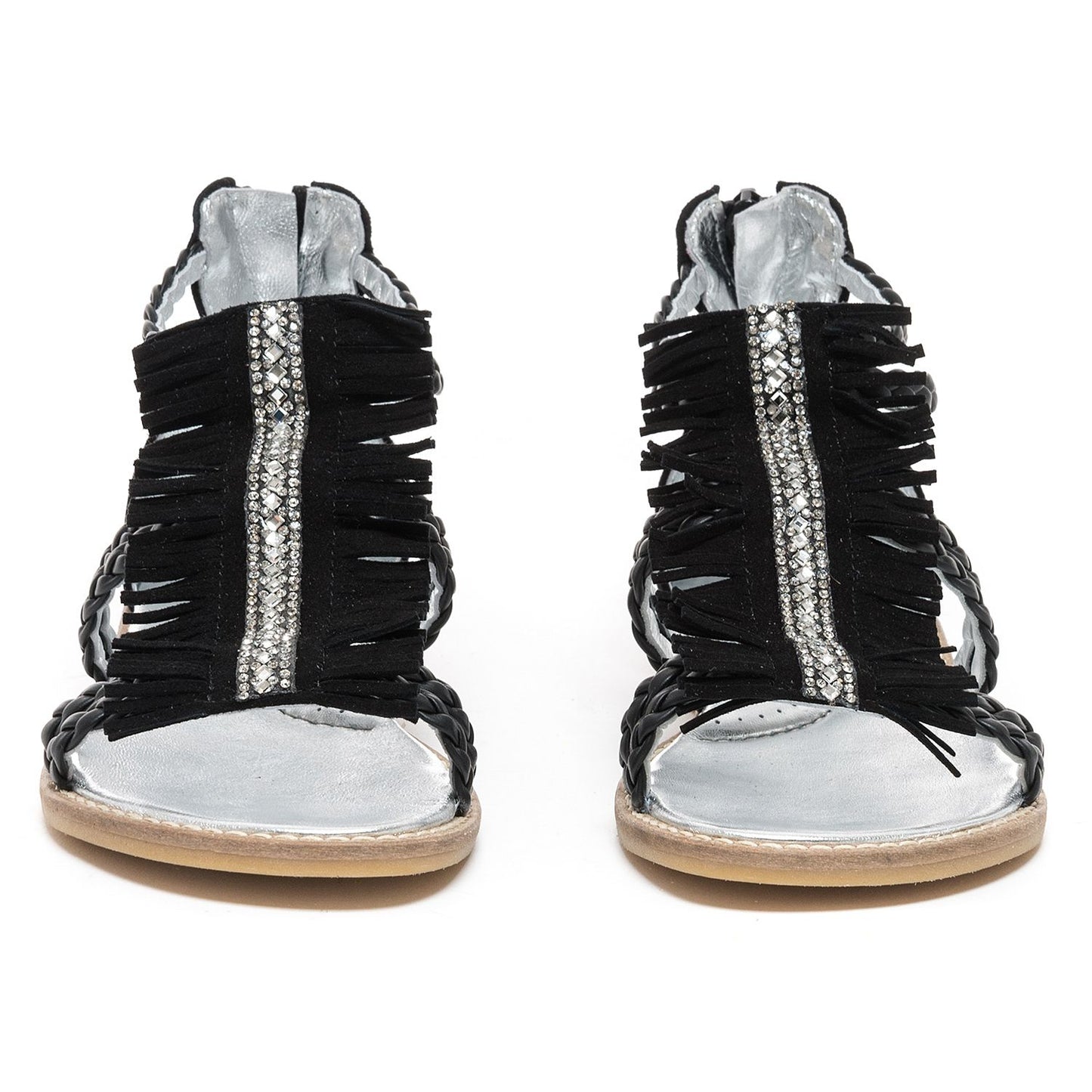 Fringed and braided sandal