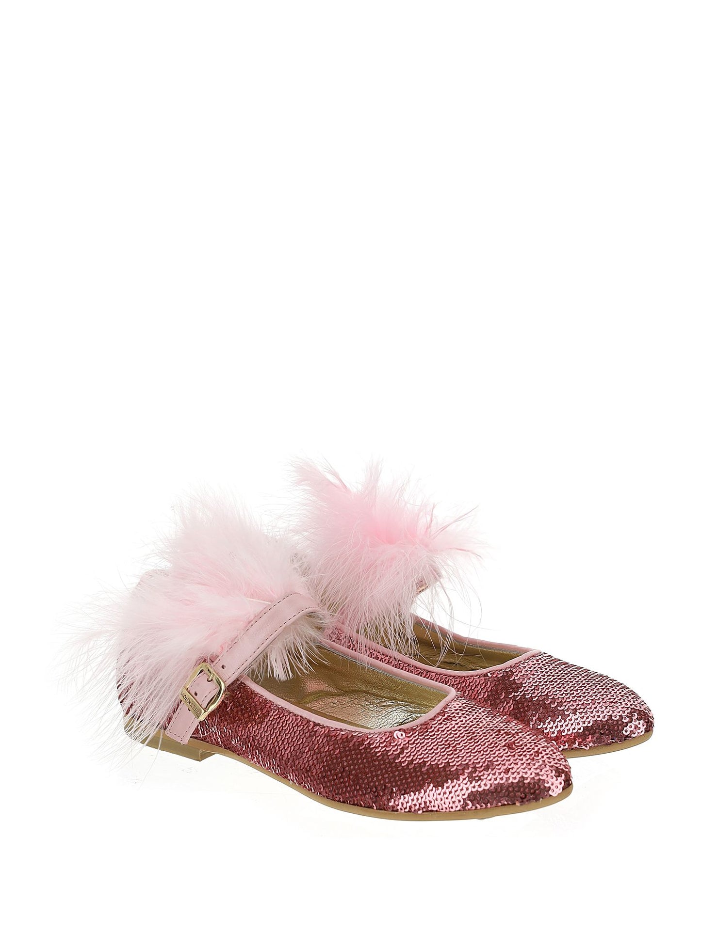 Sequin and feather ballerinas