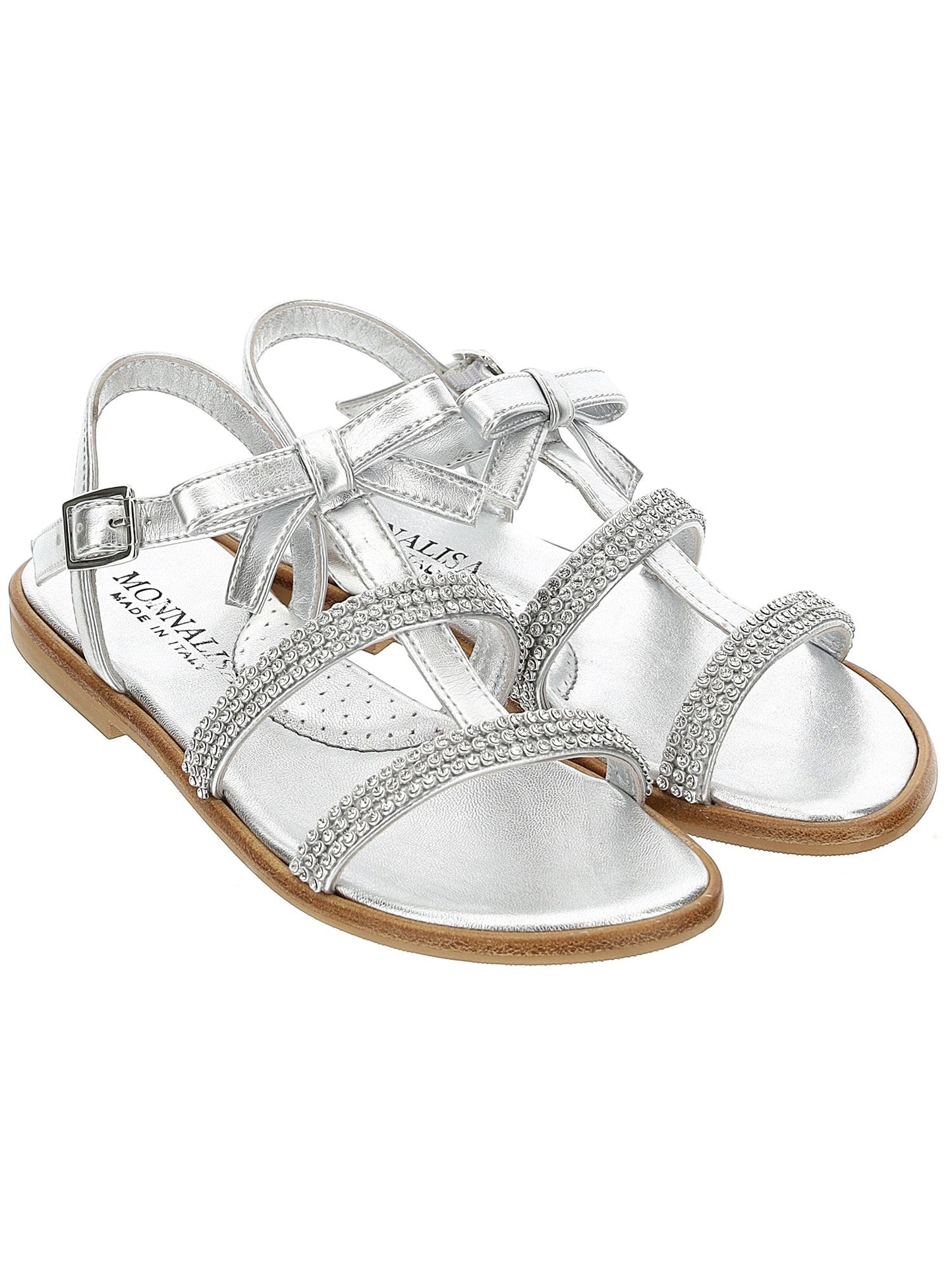 Laminated sandals with bows