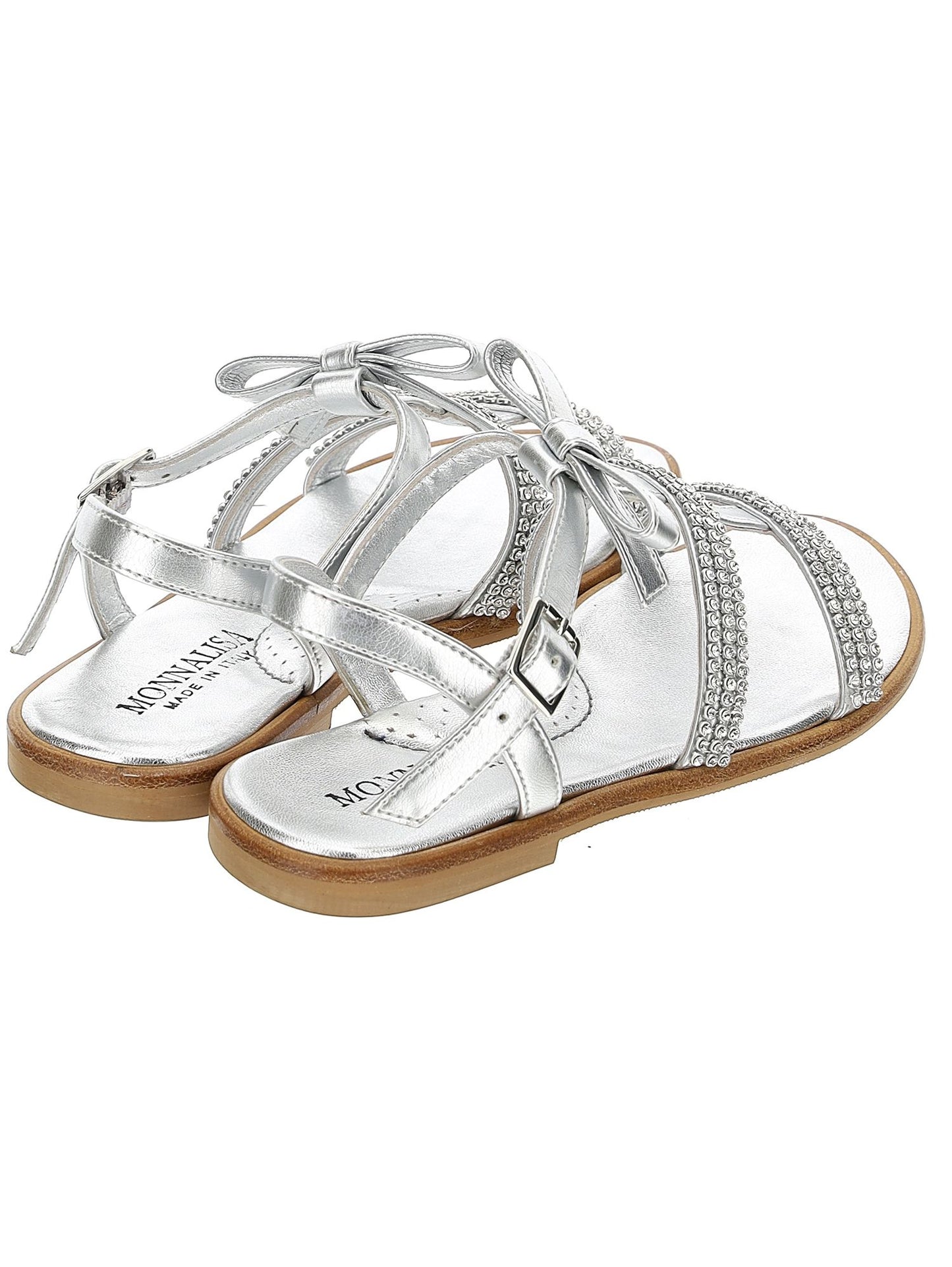 Laminated sandals with bows