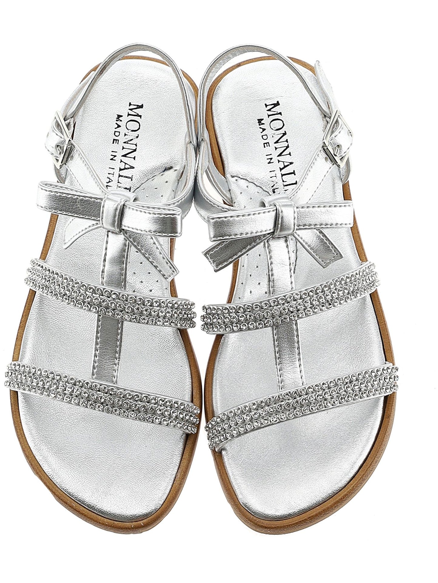 Laminated sandals with bows