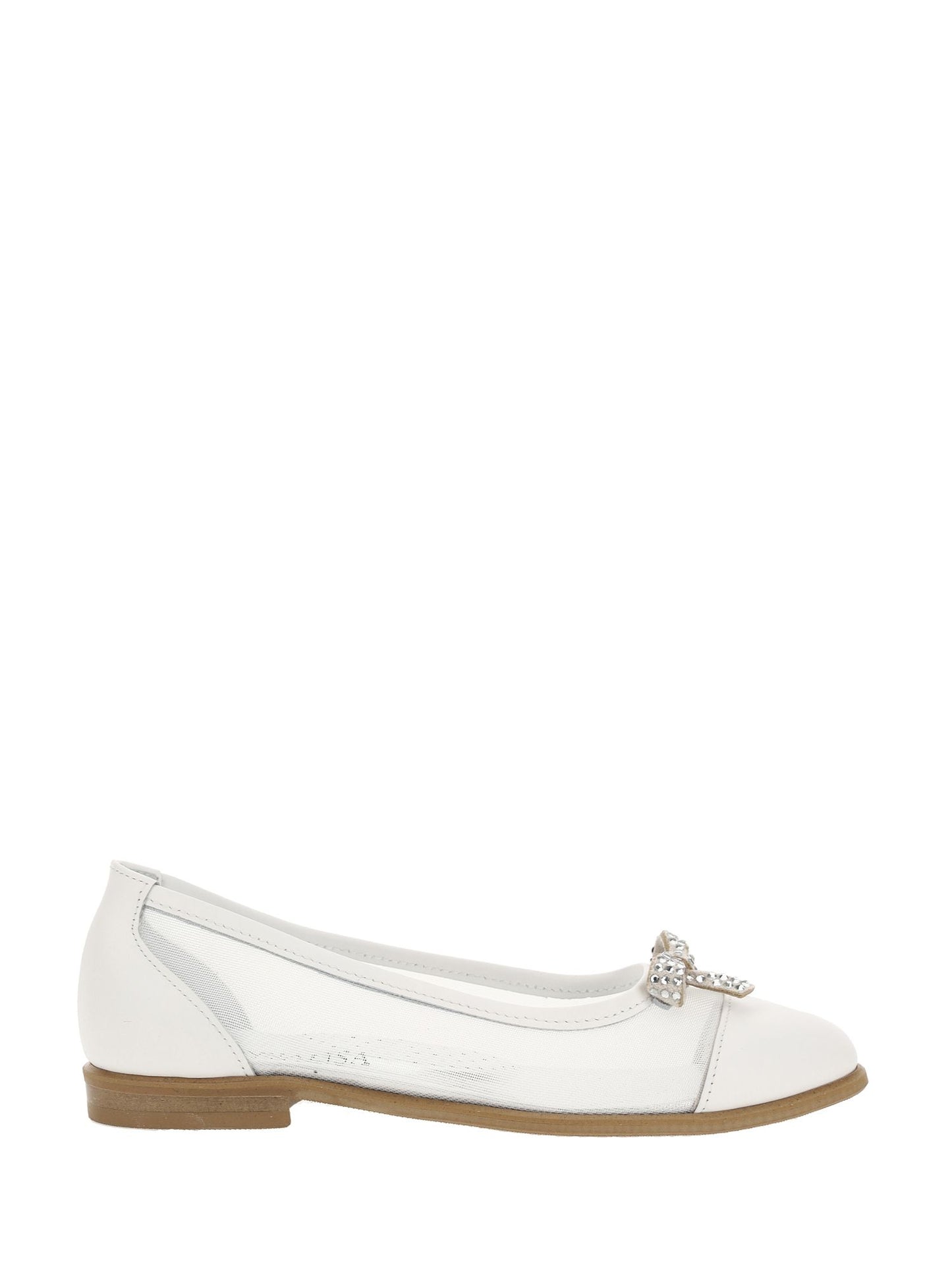 Leather ballerinas with rhinestone bow