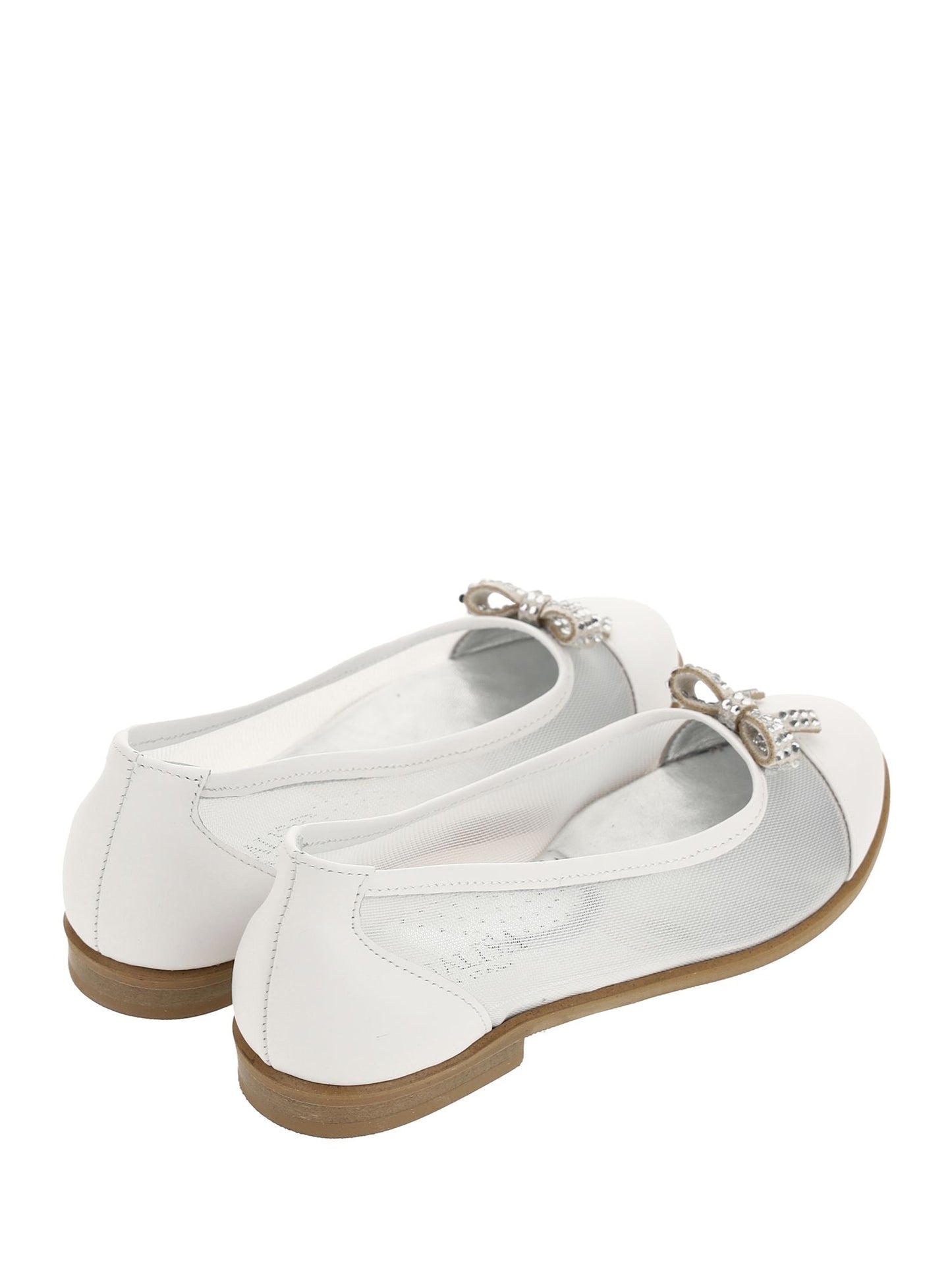 Leather ballerinas with rhinestone bow