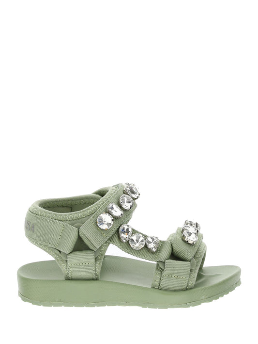 Technical sandals with rhinestones