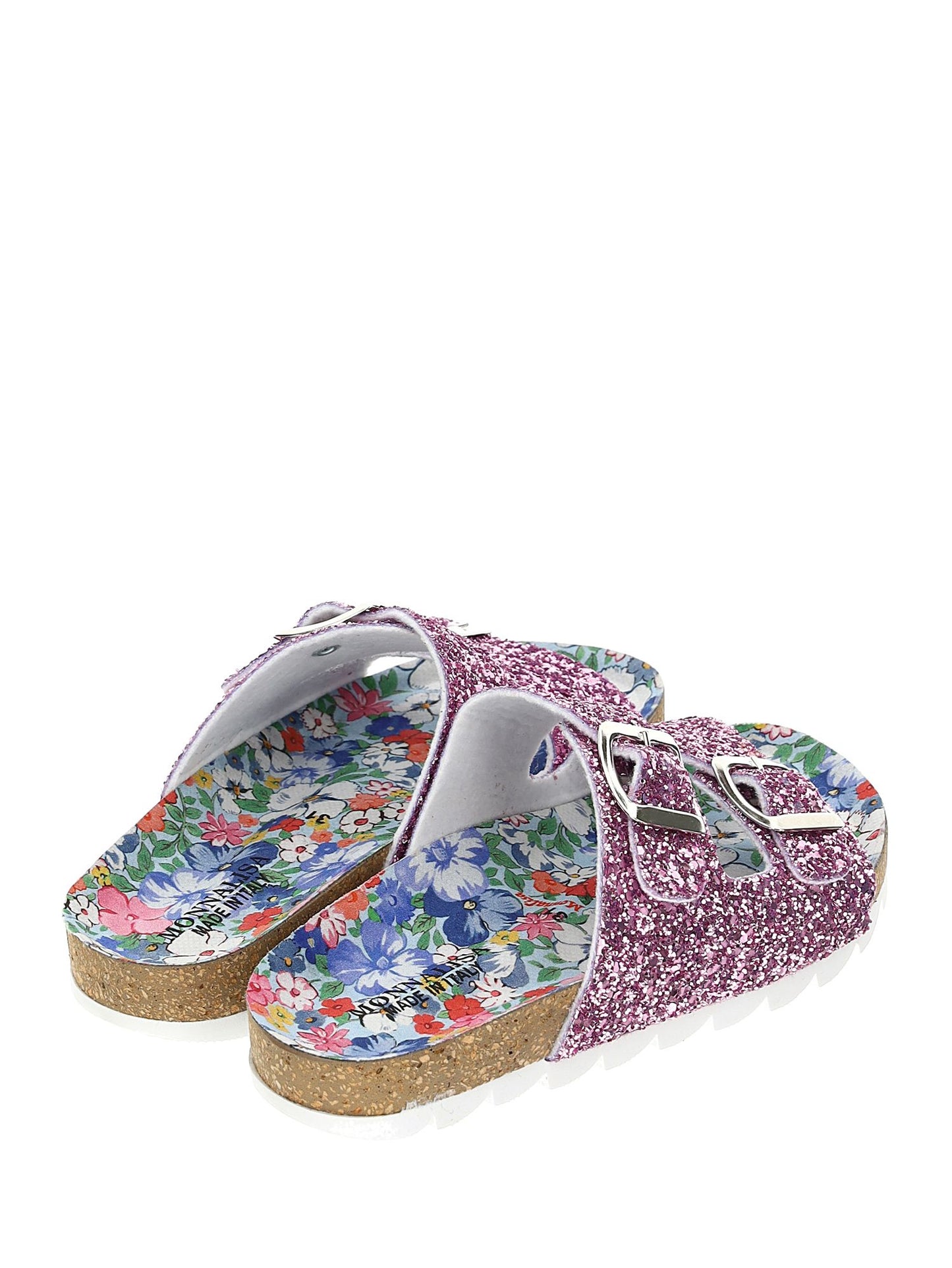Glitter double buckle sandals
