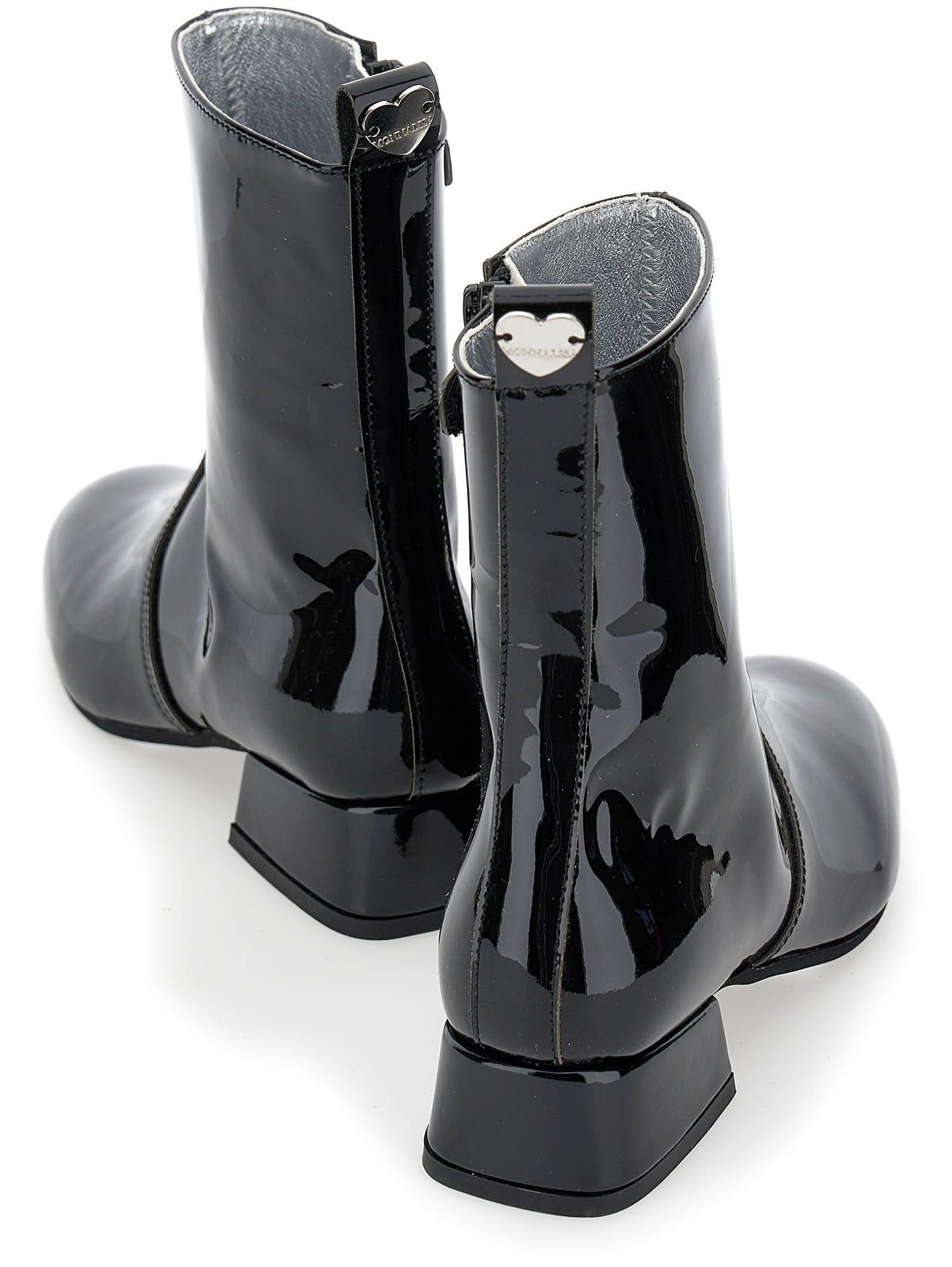 Patent leather ankle boots with heel