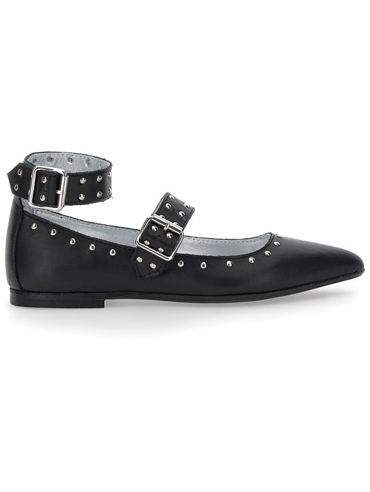 Leather ballerinas with studs