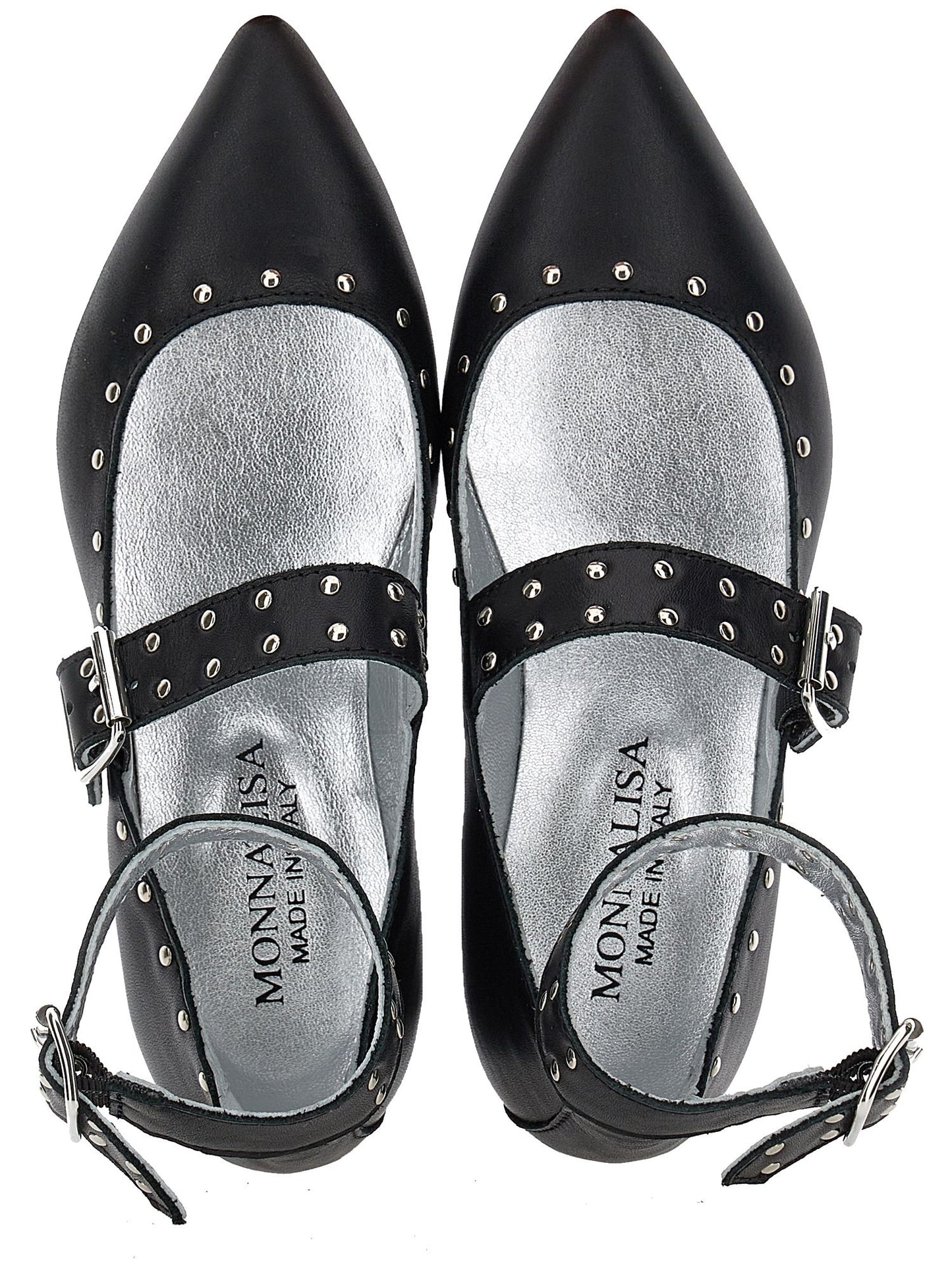 Leather ballerinas with studs