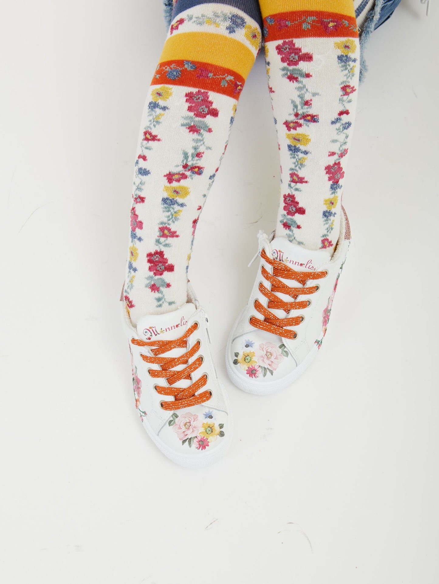 Sneakers leather flowers ramage