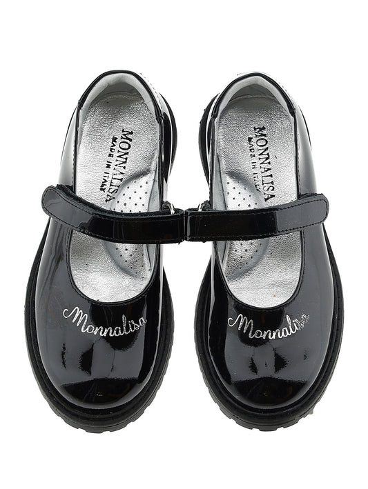 Glossy patent leather ballerinas with logo