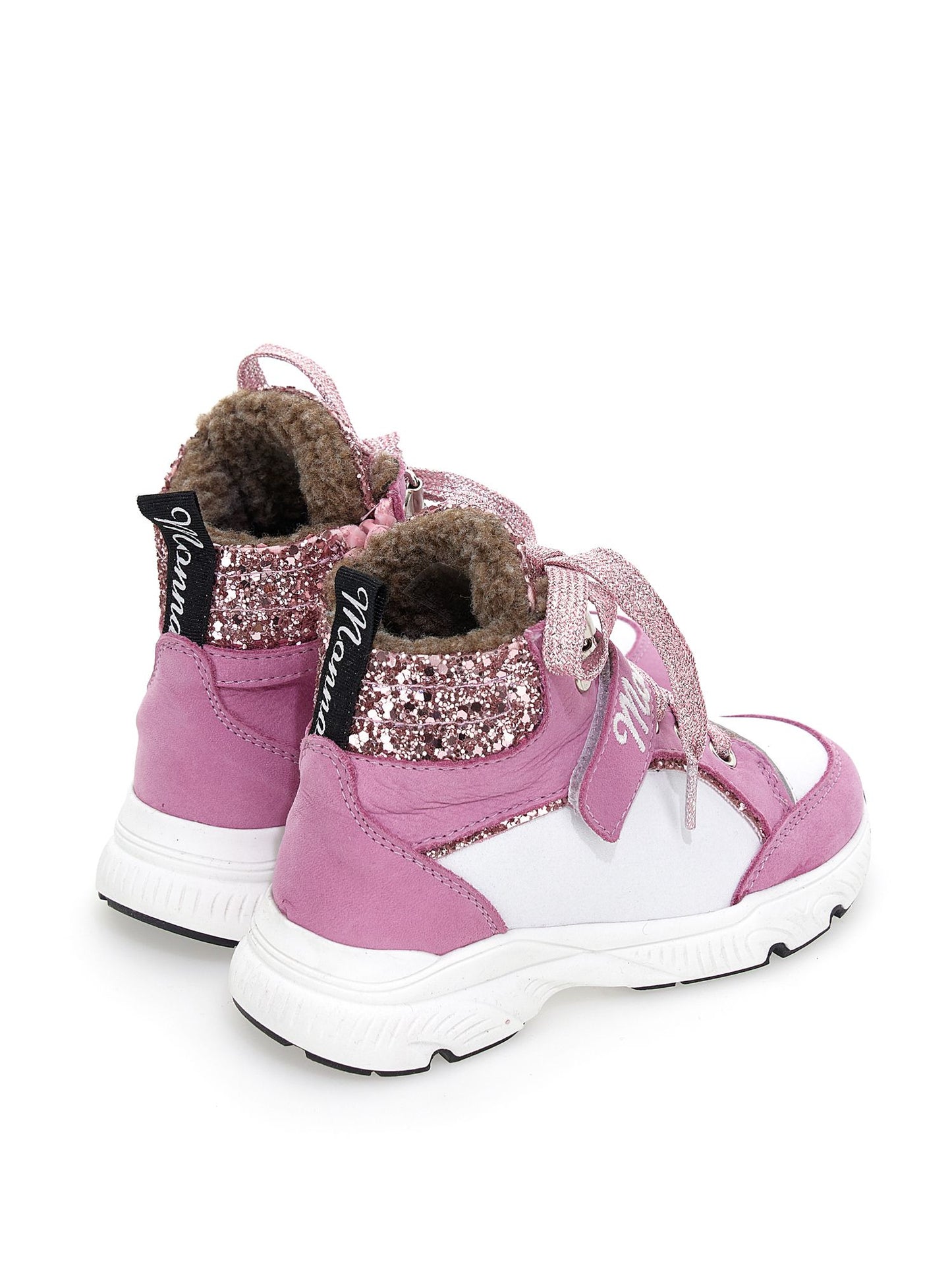 High-top nubuck glitter sneakers