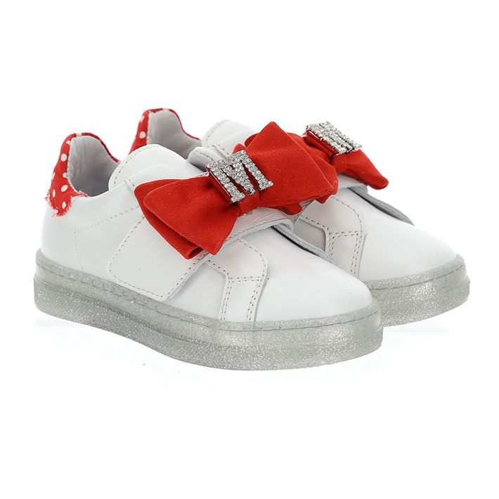 Leather sneakers with bow