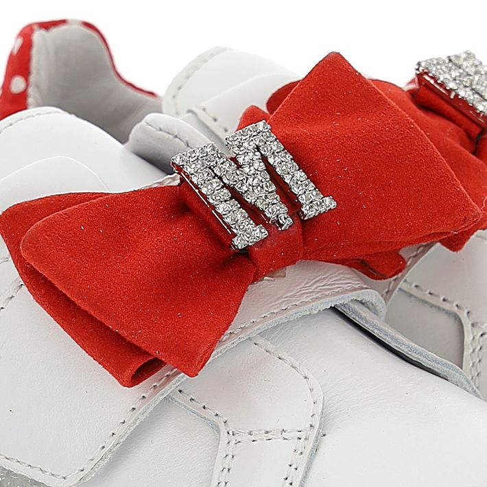 Leather sneakers with bow