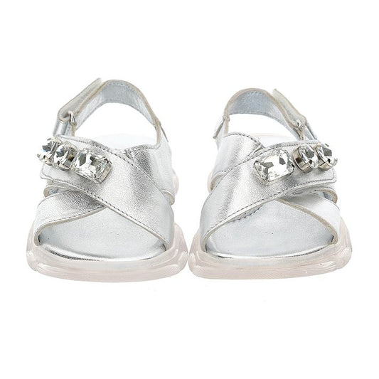 Laminated sandals with bezels