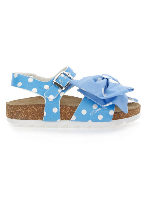 Sandals coated fabric with cork polka dots