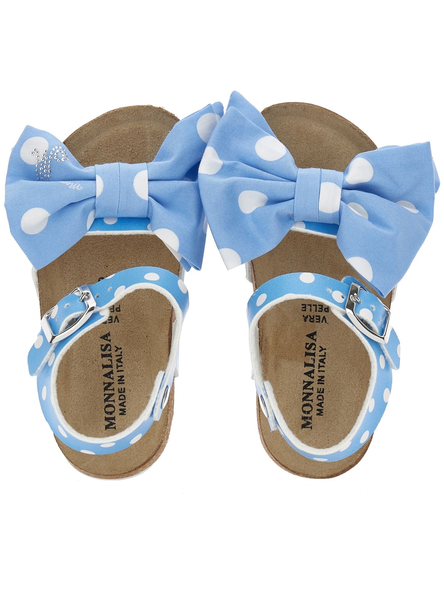 Sandals coated fabric with cork polka dots