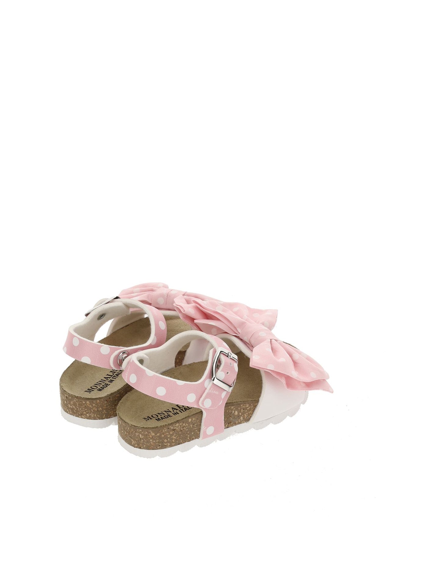 Sandals coated fabric with cork polka dots