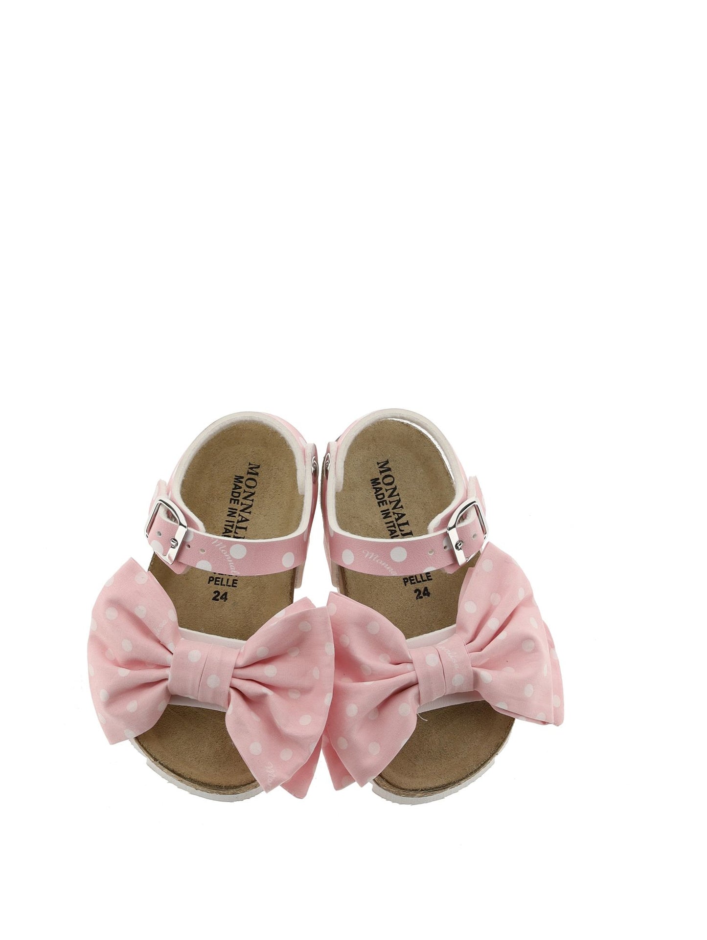 Sandals coated fabric with cork polka dots