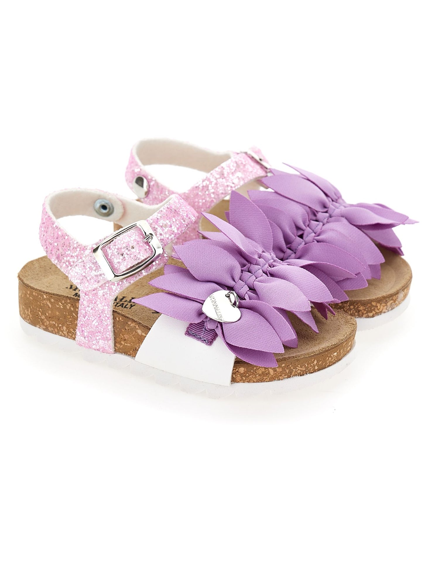 Sandales à paillettes avec fleurs