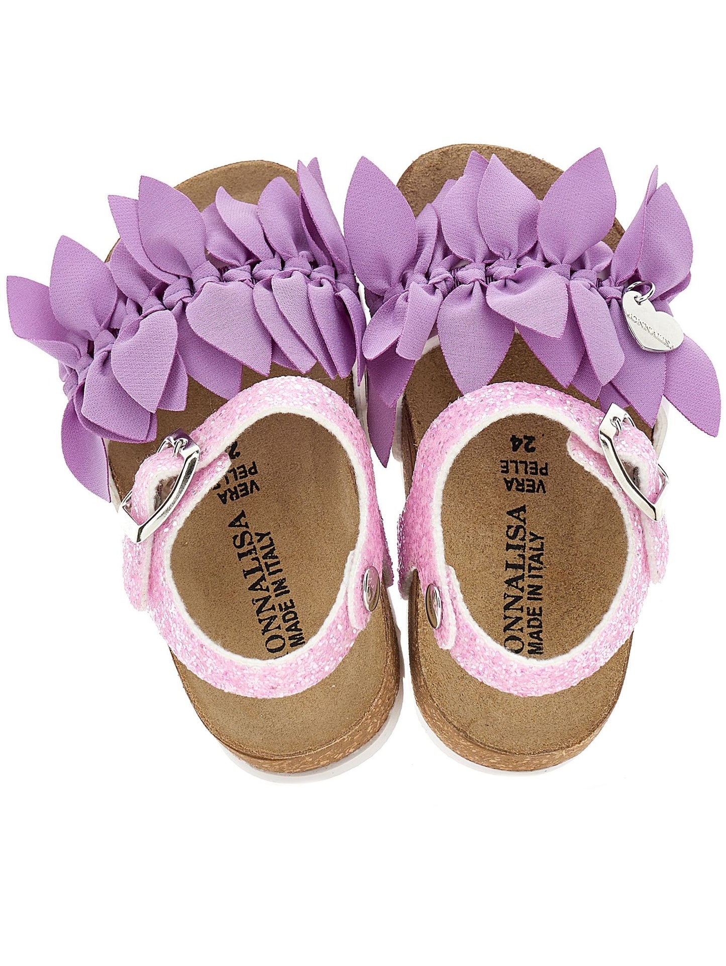 Sandales à paillettes avec fleurs