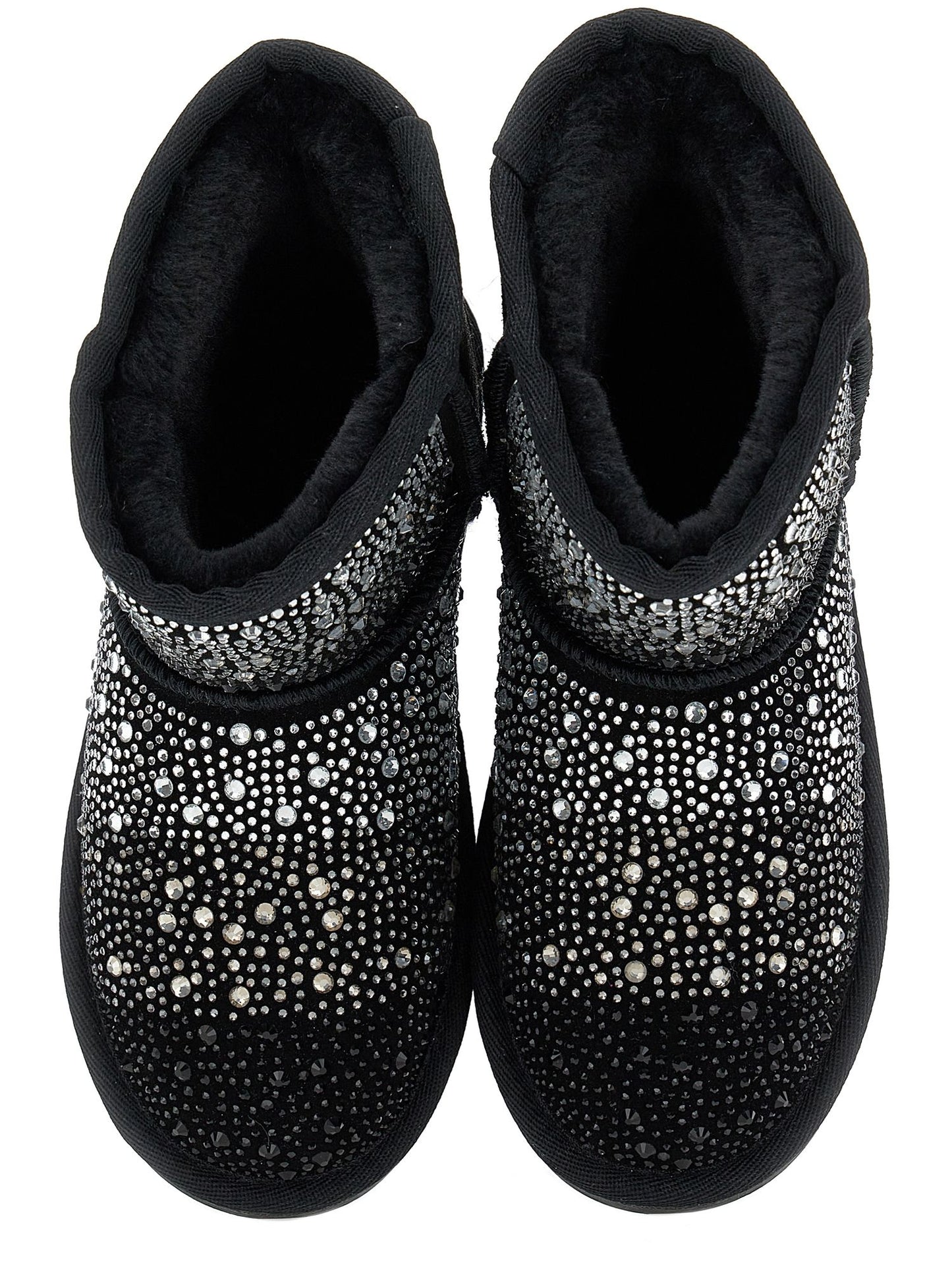 Split leather boot with rhinestones