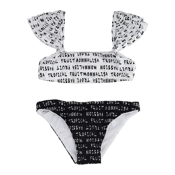 Lycra bikini for girls, contrasting lettering print