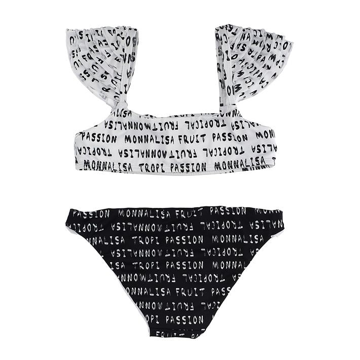 Lycra bikini for girls, contrasting lettering print