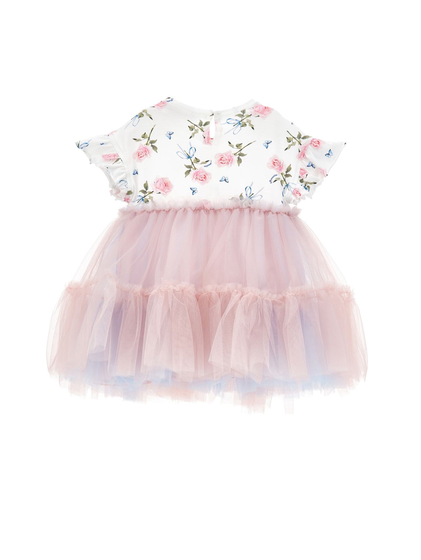 Jersey tulle dress with rose print