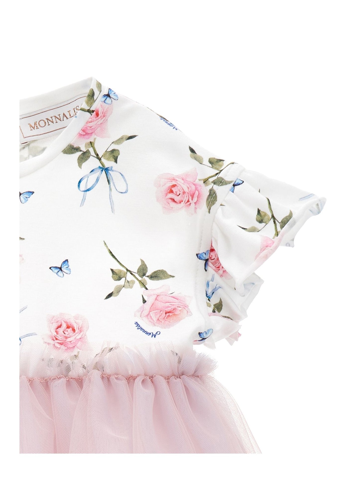 Jersey tulle dress with rose print