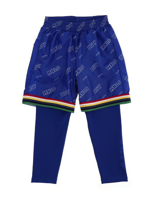 Printed technical fabric shorts with leggings