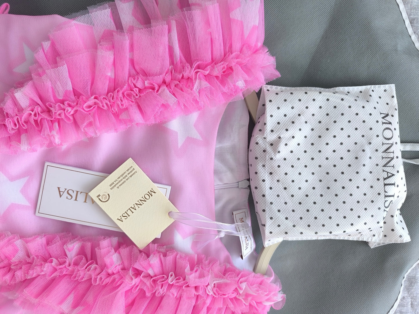 Printed tulle dress with ruffles