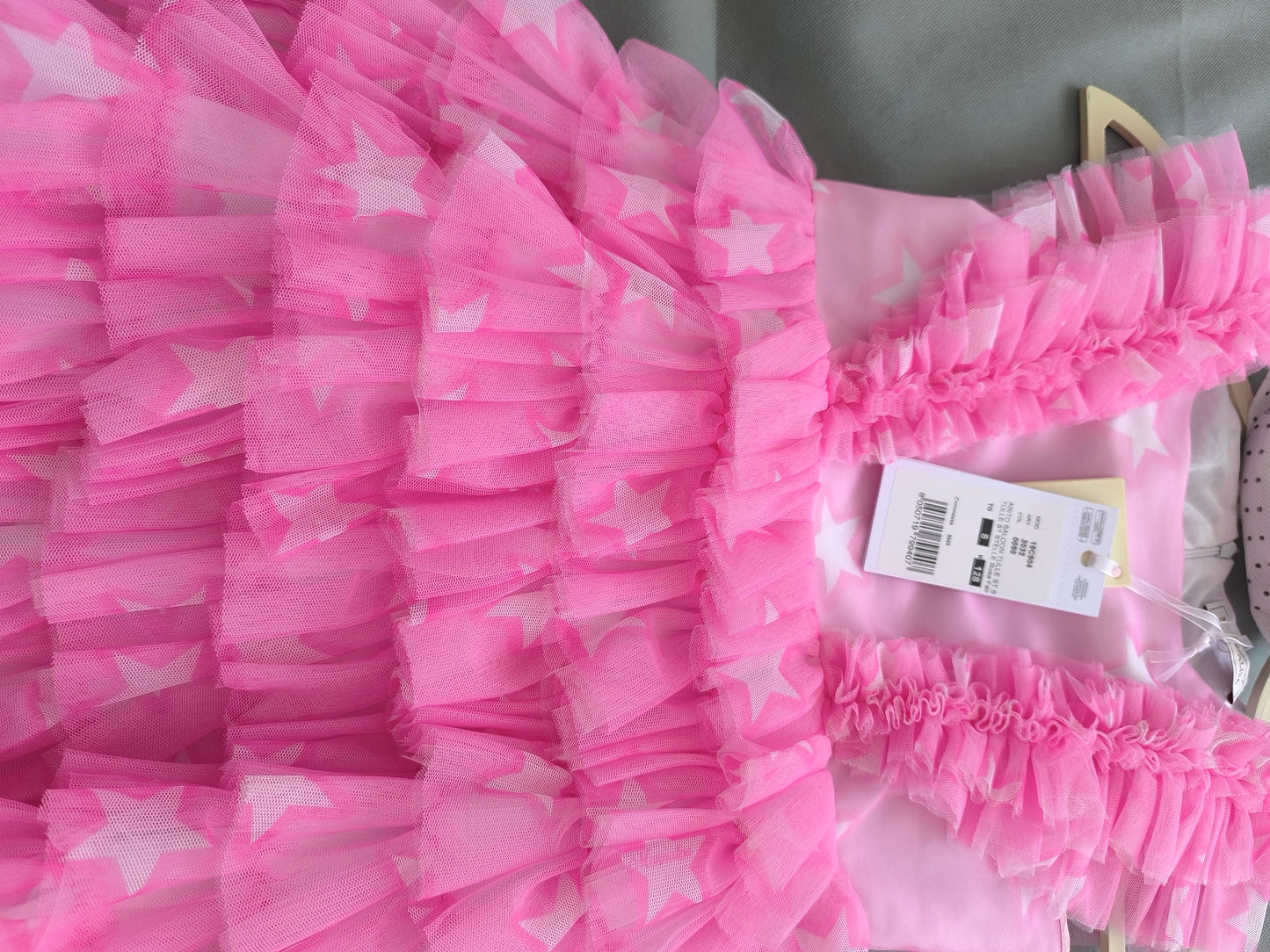 Printed tulle dress with ruffles