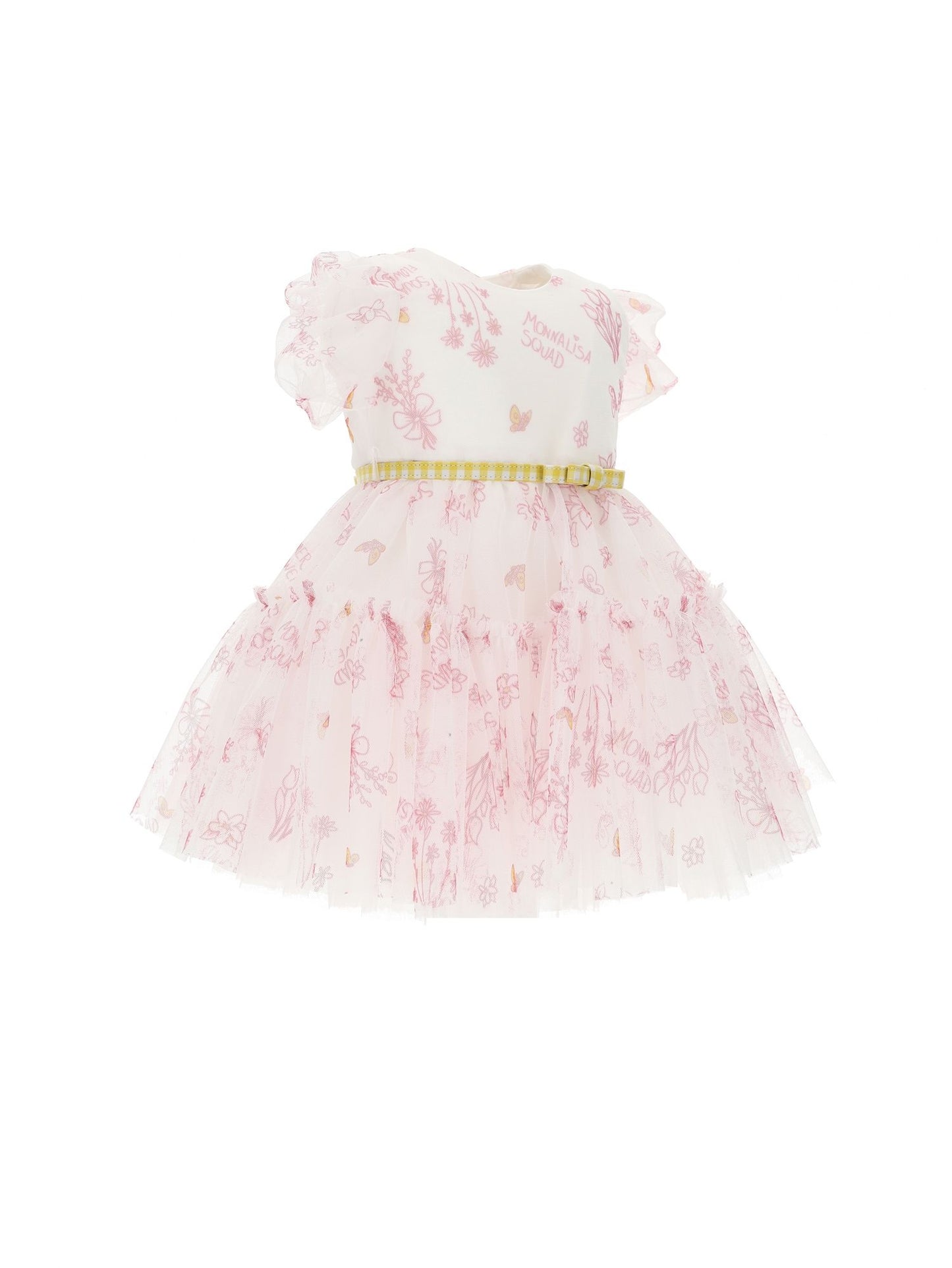 Abito tulle fiori con cinturetta